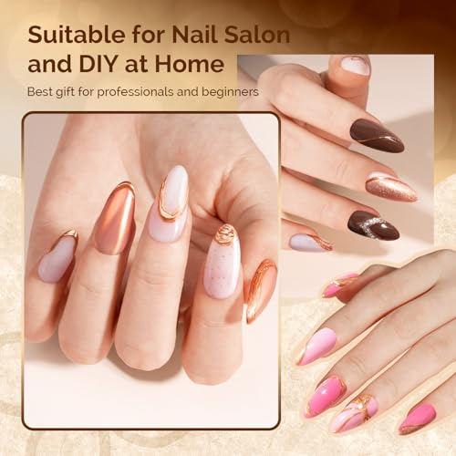 Image of MelodySusie Champagne Chrome Nail Powder for Gel Nails,Metallic Mirror Effect Pigment Stylish and Technological Fine Glitter for Home DIY Salon Use