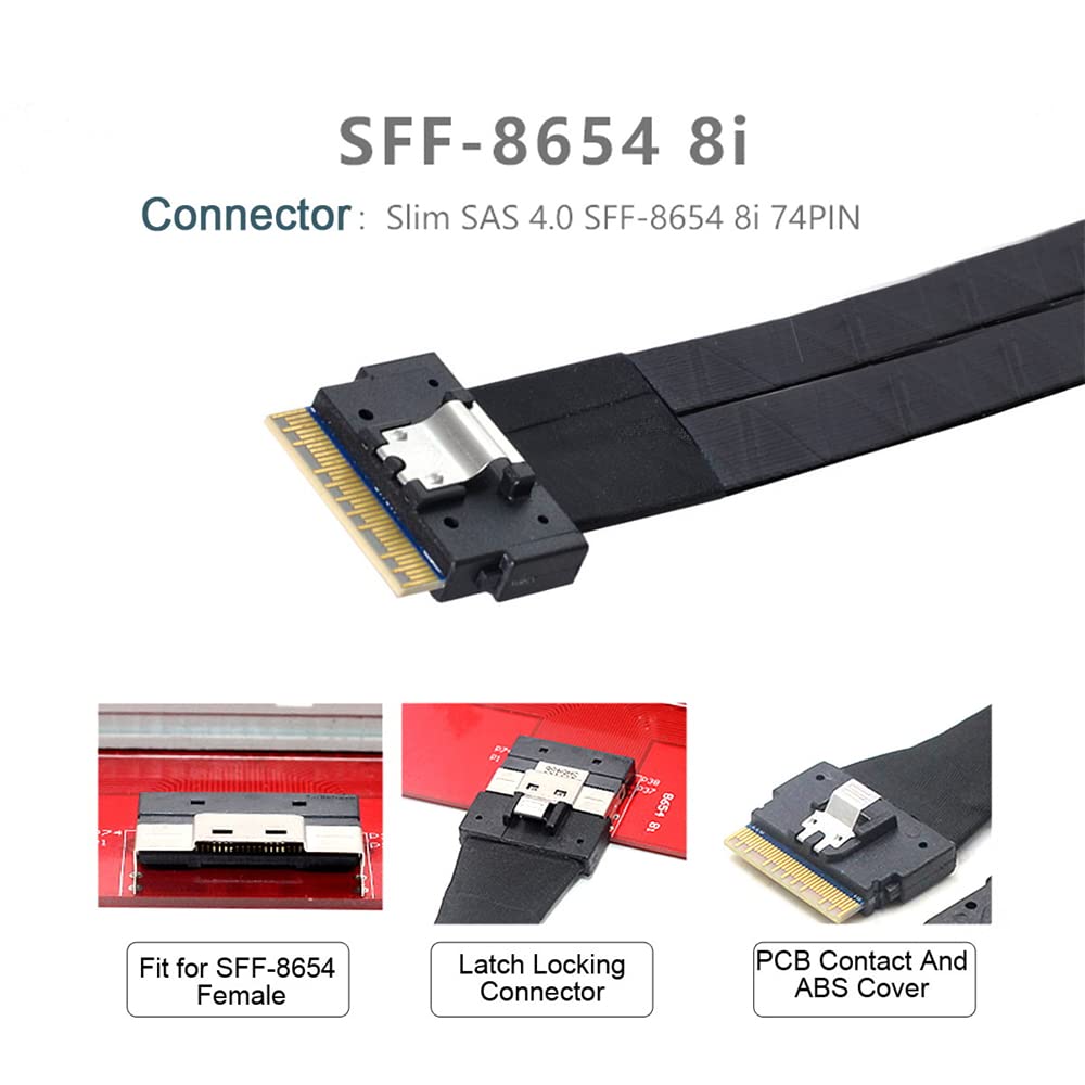PCI-E Ultraport Slimline SAS Slim 4.0 SFF-8654 8i 74pin a Dual SFF-8643 4i Mini SAS HD Cable PCI-Express