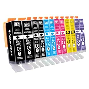 Veson PGI-580 CLI-581 XXL Druckerpatronen 12er-Pack