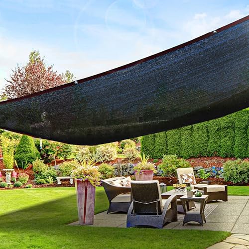 Image of winemana Black Shade Cloth 90%, 30x50 FT Mesh Tarp - Garden Shade for Greenhouse, Patio, Vegetables, Plants Cover and Chicken Coops, Sunshade Net for Outdoor Protection with Reinforced Grommets