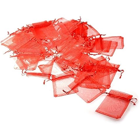JZK® 50 x Klein rot Organza Saeckchen Süßigkeiten Beutel Geschenk Schmuckbeutel Geschenk Bags Cover