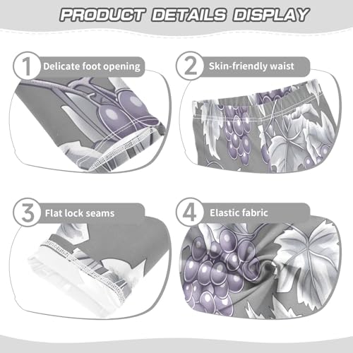 Toddler Girls Leggings Printed Yoga Pants Leggings Grape on Gray Background for Kids3