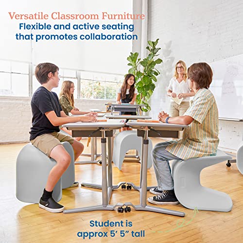Image of ECR4Kids Wave Seat, 18in - 19.6in Seat Height, Perch Stool, Light Grey