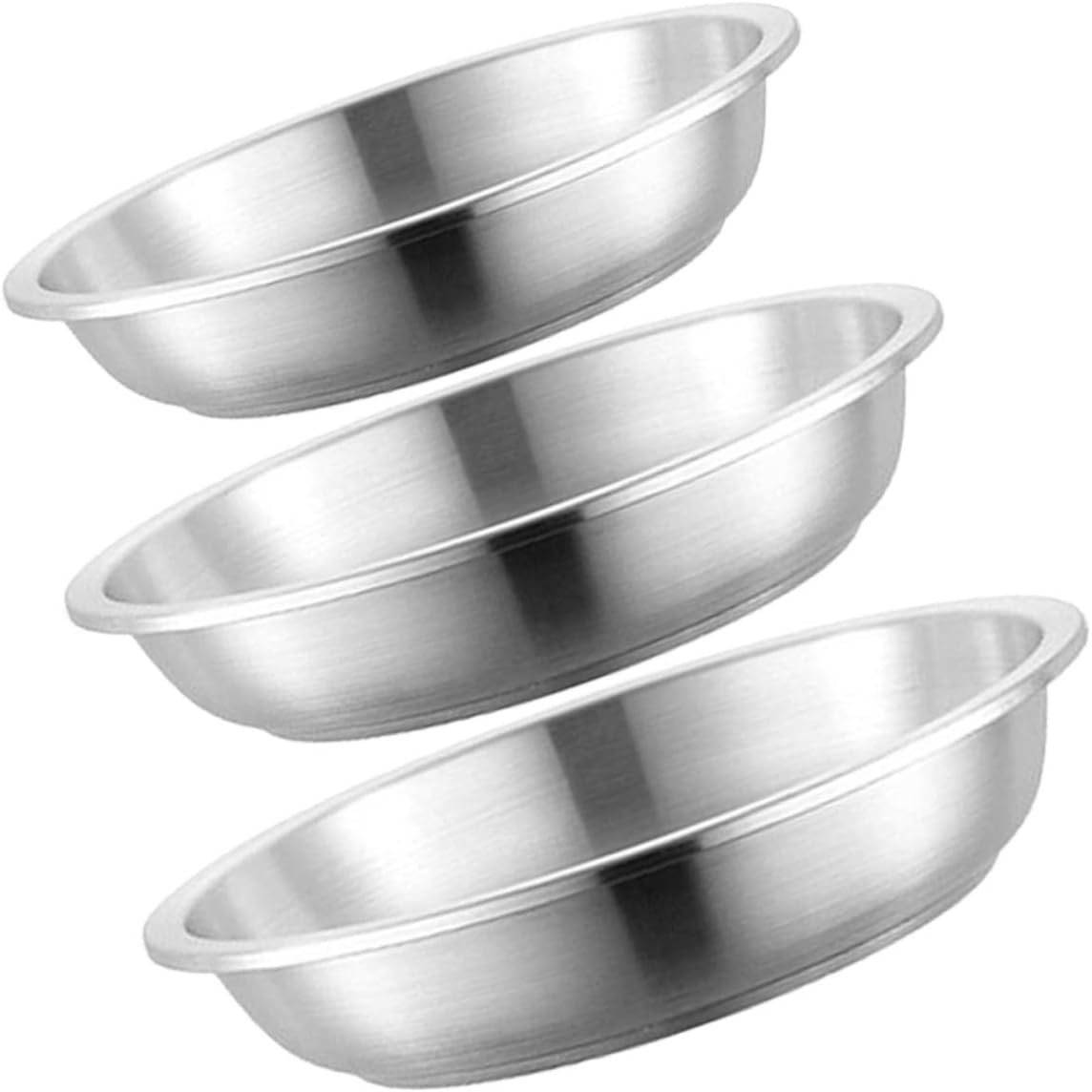 SECFOU 3pcs Stainless Steel Round Plates Simple Style Metal Dishes for Breakfast and Dinner Lightweight and Portable for Camping Picnics and Outdoor Use