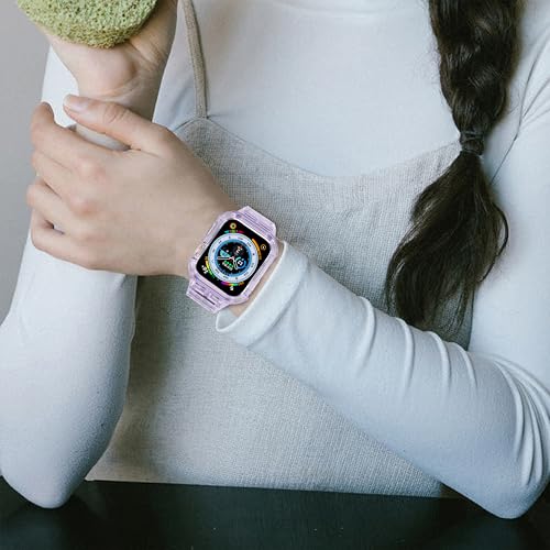 CRIS-BAND Bumper Bands Compatible with Apple Watch Band 45mm 44mm 42mm 41mm 40mm 38mm for Women Men, Water Shock-Proof Strap for iWatch Apple Watch Band with Case for Series 9 8 7 6 SE 5 4 3 2 1
