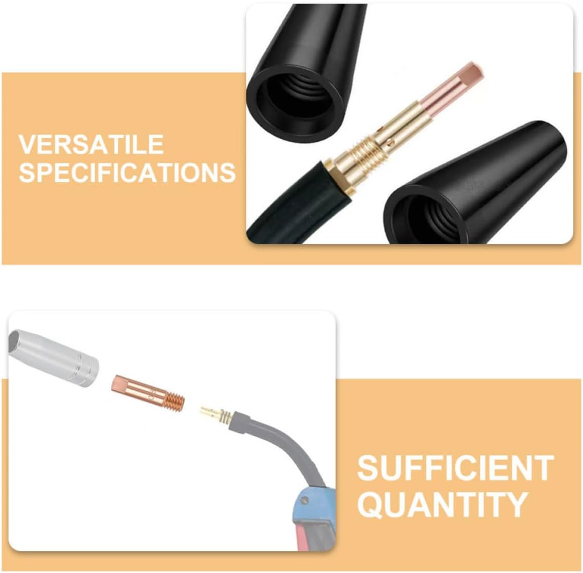 Copper Welding Contact Tips with High Conductivity 40pcs for 15ak Torches and Versatile 0.6/0.8/0.9/1.0 Specifications for Welding Repair and Maintenance Gas Nozzles