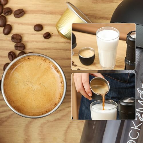 Image of STARESSO MINI Travel Coffee Maker & Manual Milk Frother, 2IN1 Portable Espresso Maker, Manual Espresso Machine Compatible with NS Capsules and Ground Coffee (White)