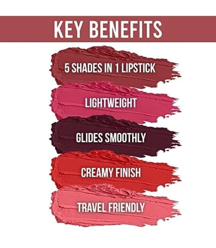 Image of Just Tya Multicolour 6155 Makeup Kit with 5 Pink Makeup Brushes Set, 2 Pcs Red + Nude Lipstick Set,3in1 Eyeliner Combo, 36H, Kajal and 2 Beauty Sponges Women And Girls - (Pack of 15)