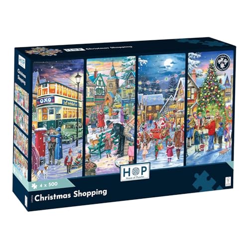 The House of Puzzles Christmas Shopping 4 x 500 Piece Jigsaw Multipack