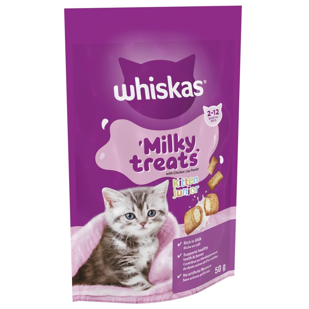 Whiskas Kitten Milky Treats Cat Treats 50 g, pack of 6