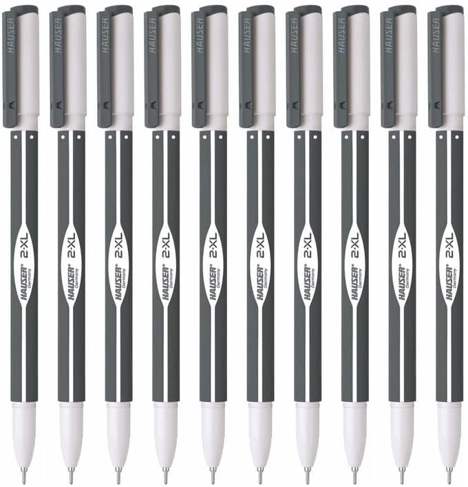 Germany 2 XL Fine Tip Ball Pen | 2-XL Writing Length with Jumbo Refill | Minimalistic & Aesthetic Body Design | Black Ink, Pack Of 10