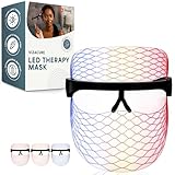 LifePro LED Silicone Face Mask - LED Red Light Therapy Face Mask with 3 Colors for Face - Portable Skin Care Device for at-Home Facials