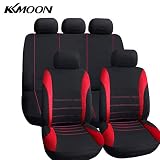 Fácil de instalar y limpiar. KKmoon Fundas de asientos de automóvil clásicas con accesorios interiores para automóviles delanteros y traseros completos con cubierta para reposacabezas (Diseño universal) Conjunto de 9 Rojo