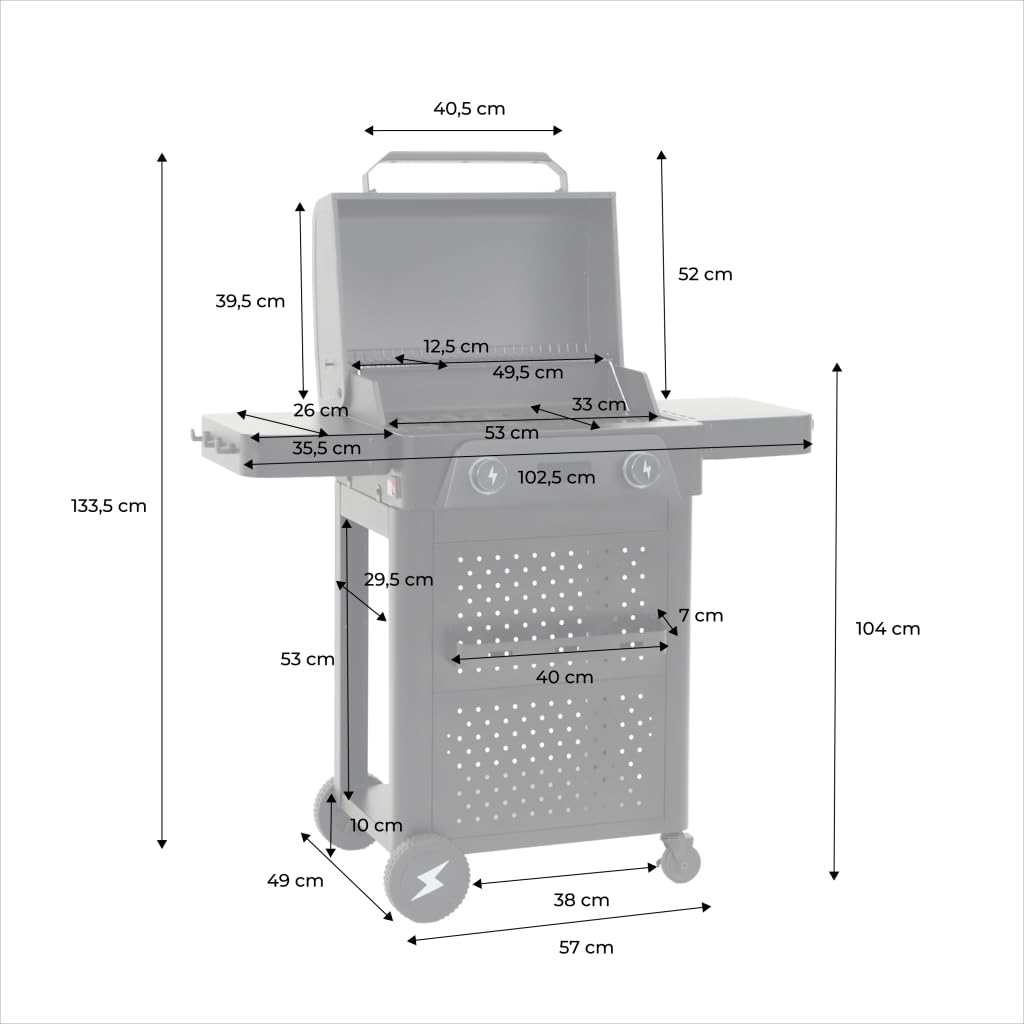 sweeek-Barbacoa eléctrica 2300 W de 2 quemadores Negro - 115.3x54x102.1 cm | Voltis