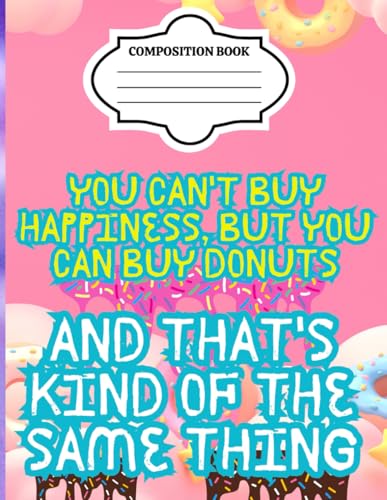 Donut Composition Notebook: Cute Kawaii Animals and Donuts 125 Pages College Ruled Artistic Rough Lined Paper 8.5x11 Inches image 2
