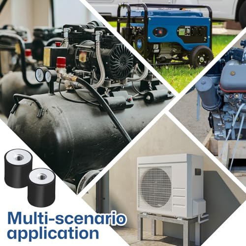 4 Stück Gummipuffer M8, 40 x 50mm Gewindebuchsen Gummi Isolator Halterungen Anti-Vibrations-Isolationshalterung Gummilager für Luftkompressoren Dieselmotoren Benzinmotoren