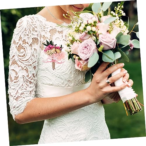 Boutonniere mini flor seca para bodas decorativa miniatura 5