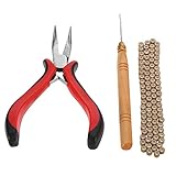  3 in 1 Microring Set Haarverlängerung Kit Zange Haken Ziehen Nadel 100St 5mm Schwarz Micro Silikon Link Ringe Perlen (Typ 1)