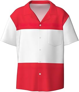 Austrian Flag Print Men's Short Sleeve Button Down Shirts Casual Beach Summer Shirts Vacation Shirts