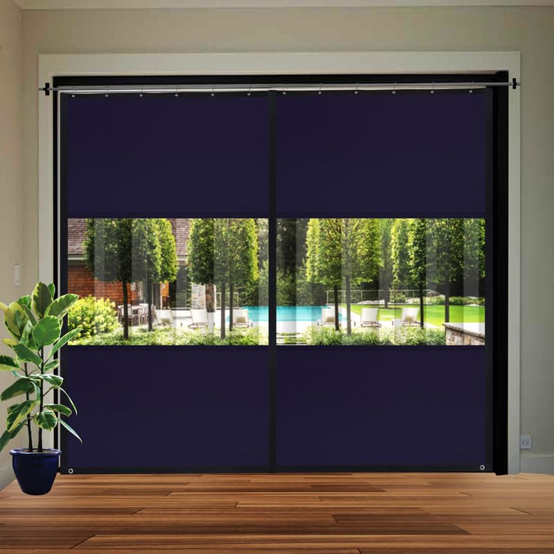 Image of Polyester with PVC Fabric Outdoor Waterproof Curtain with Top Eyelet Protect from AC, Sun, Dust & Rain Used for Balcony, Door & Window (Purple Color 4.5 X 5 Feet, Pack of 1 Piece)
