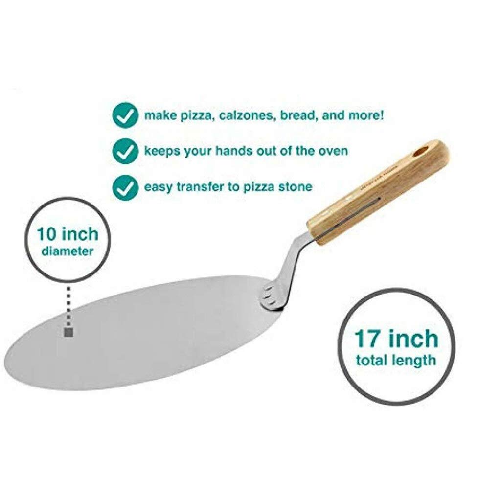 Pala Para Pizza, Espátula Para Pizza De 1 Pieza, Herramientas Para Hornear Pizza Y Repostería, Acero Inoxidable, Espátula Para Pizzas Antiescaldaduras, Mango De Roble, Pala Para Pasteles, Accesorios