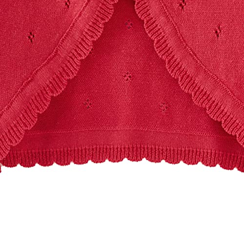 Baby Girls Cardigan Bolero Shrug Kids Knit Sweater Toddler Long Sleeve Dress Cover Up Button Closure Crochet Tops Clothes Red #TOP2