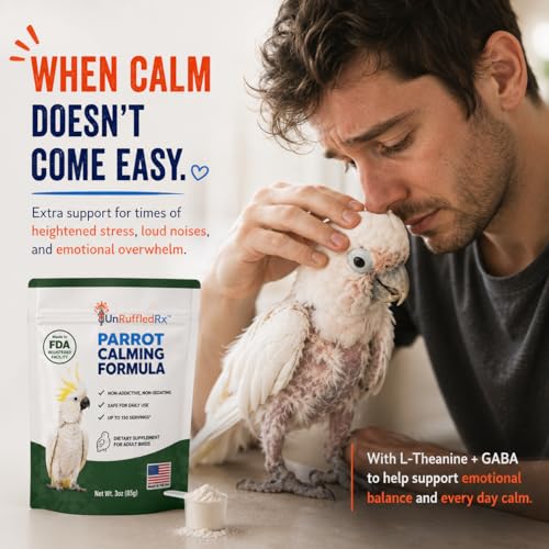 UnRuffledRx Parrot Calming Supplement, L-Theanine & GABA Powder for Fireworks & Travel, Parrots, Cockatiels & Parakeets, 3 oz - Image 2