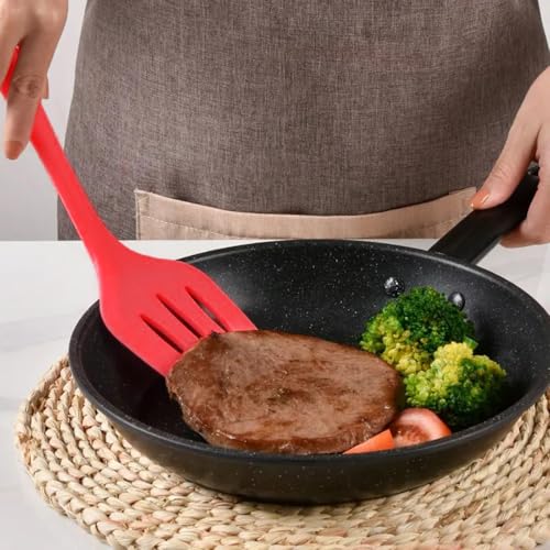 Image of DecorTwist Silicone Spatula Set 5-Piece | Heat Resistant, Non-Stick Cookware Safe Cooking and Baking Turner Spatulas for Cooking, Baking, Mixing Flexible, BPA-Free, Food Grade Kitchen Utensils (Red)