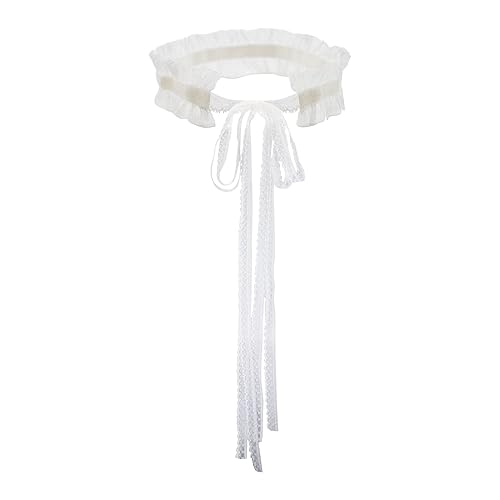 MOMOCAT Lace Choker Necklace for Women Bridal 90s Gothic Tatoo Choker Collar Kawaii Chocker Necklace Flower Ribbon Lolita Accessories - White