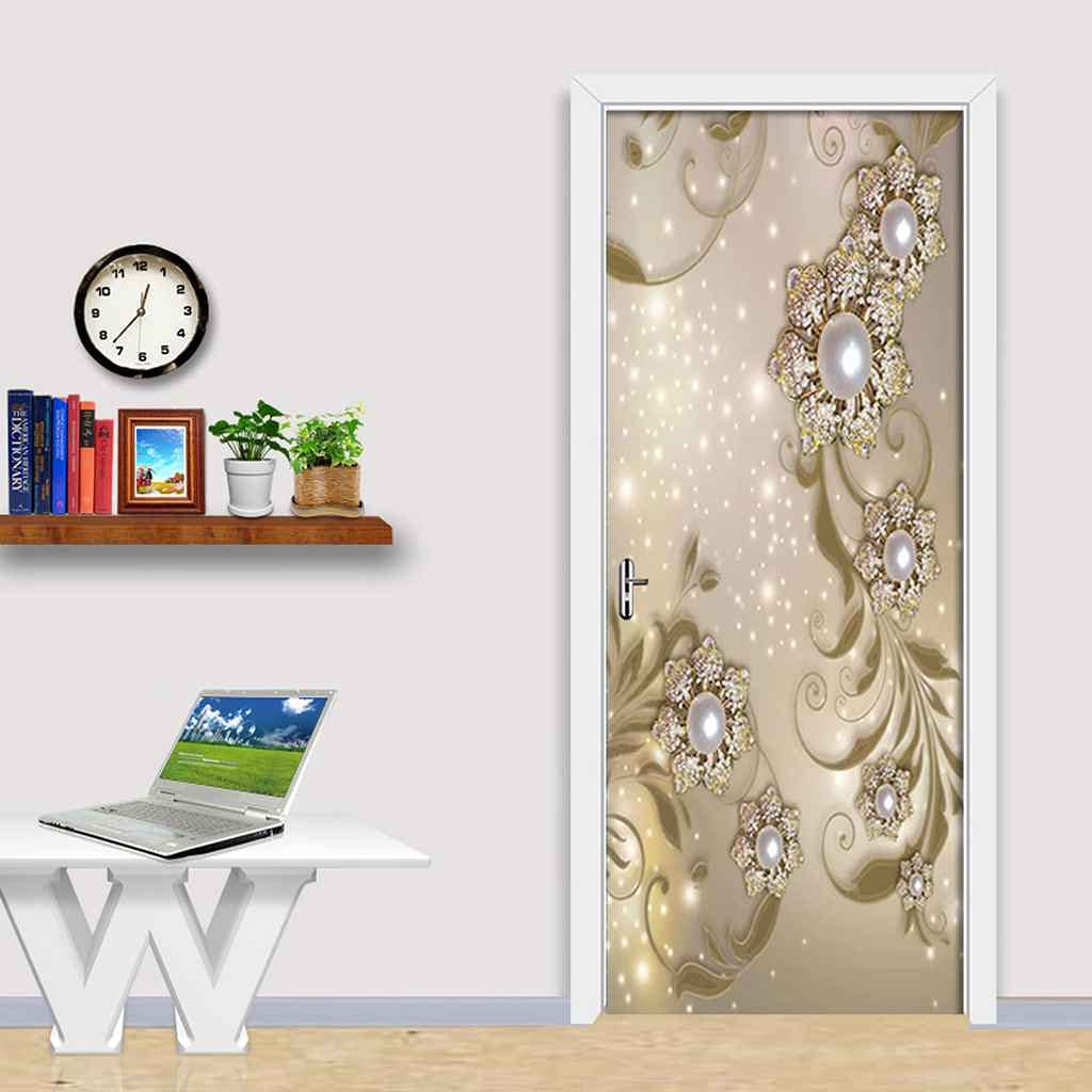 CBWRAW Adesivi Per Porte 3D - Fiume Di Bosco Verde Adesivi Murali Effetto Trompe L'oeil Carta Da Parati Impermeabile In Pvc Per Camera Da Letto Bagno