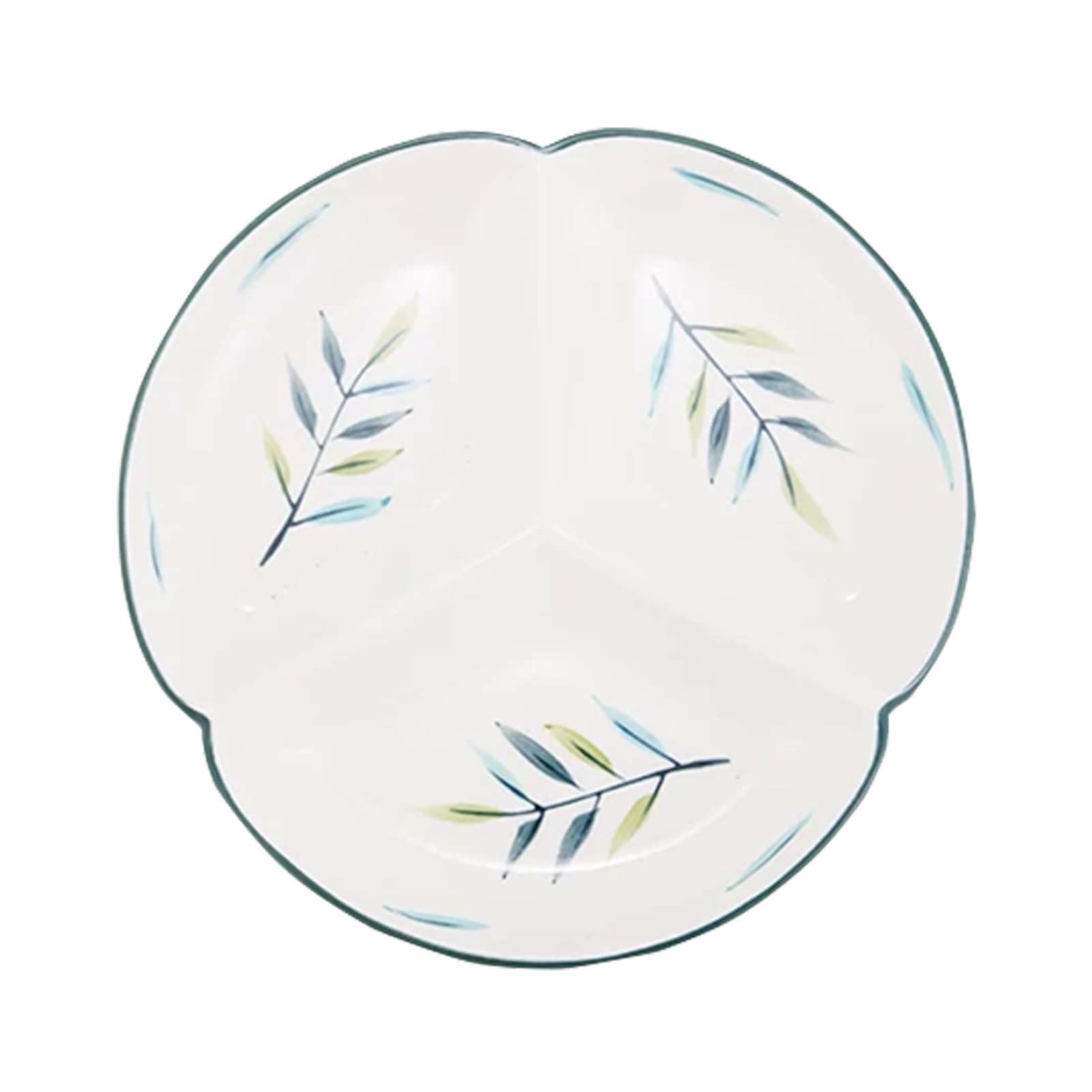 Whnoorher A Ceramic Portion Control Plate, Divided Plate For Dults, For Weight Loss Plate Diabetic Sectioned Plates Balanced Meal Diet Divider Plates, Fruit Printed Porcelain Tray(,9In)