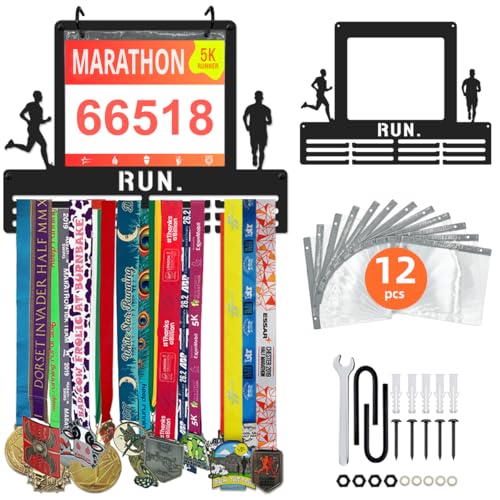 Tegik Race Bib & Medal Display Holds 45+ Medals 100 Bibs