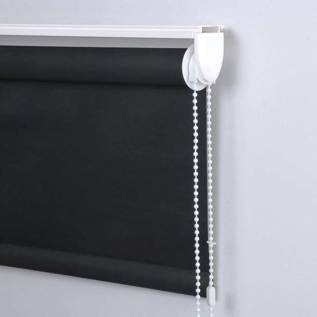 HIDODO Blackout Roller Blinds for Windows, Thermal Fabric Window Blinds, Waterproof Roller Blinds for Office, Bedroom, Bathroom, 51 x 200 cm, Black