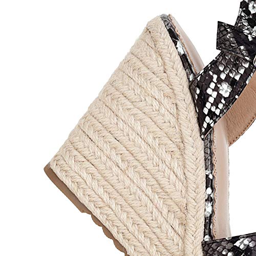 Huntarry Women's Espadrille Platform Wedege Sandals Snake Printed Sexy Summer Heels #TOP5