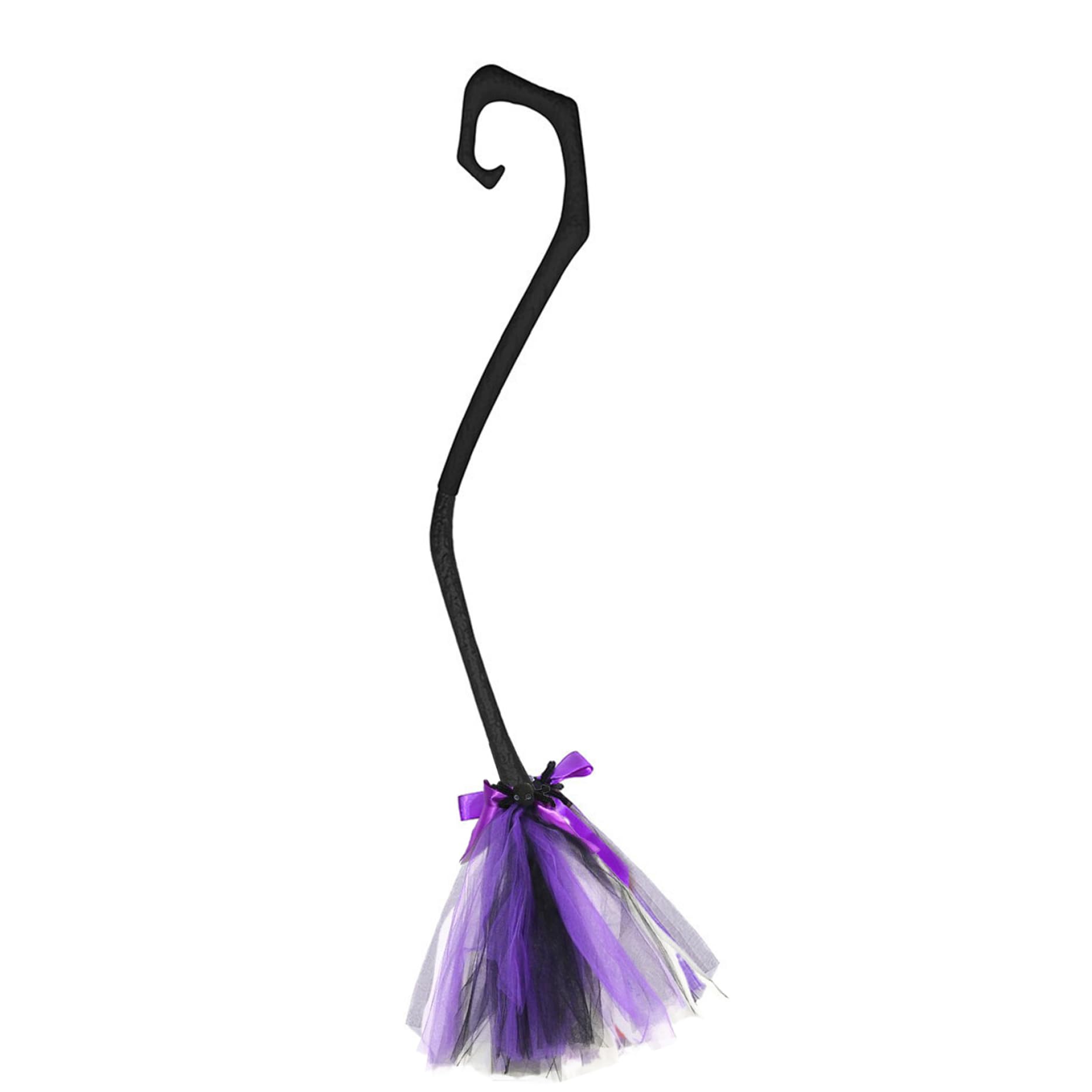 Sjfbebsy Witch Broomstick Purple Ribbon Witch Broom 38 Inch Trinodal Halloween Broom Accessories for Party, Masquerade and Halloween Dress up - Accessories
