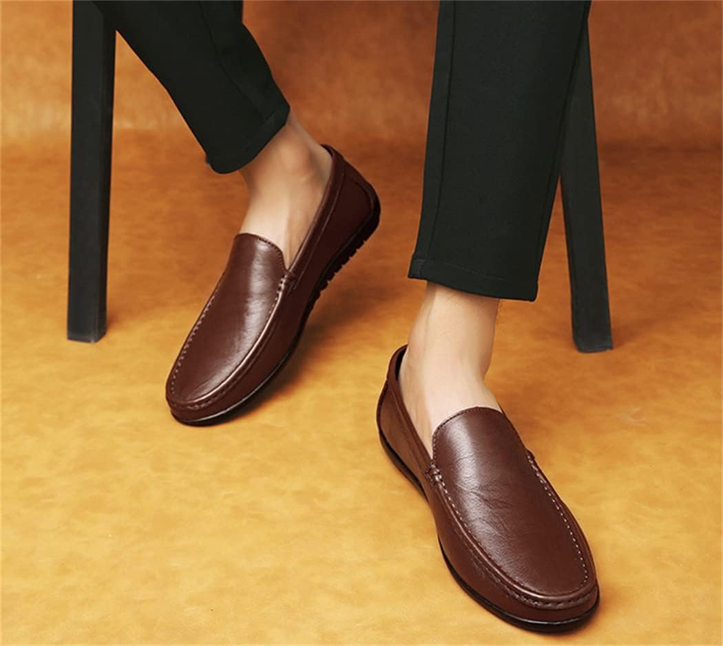 ローファー メンズ ドライビングシューズ 本革 革靴 スリッポン コインローファー ビジネスシューズ カジュアルシューズ 学生靴 男子 歩きやすい 通気性 軽量 通勤 普段用 (ブラウン,26.5cm)