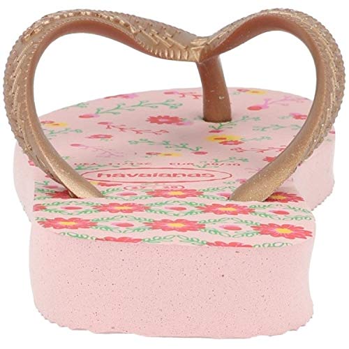 Chinelo Flores, Havaianas, Meninas, Rosa Cream/Gold Metalico, 35/36