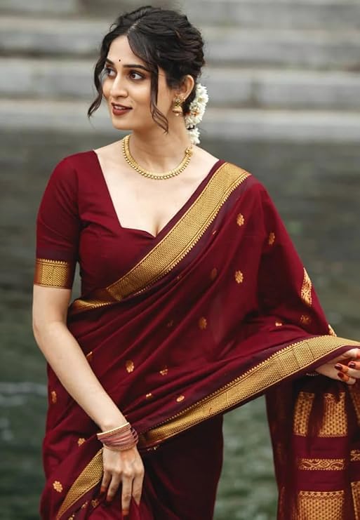 Image of C J Enterprise Women's Pure Kanjivaram Soft Silk Saree Banarasi Style Ladies Sadi With Blouse Piece for Wedding (Eagle-3-51)
