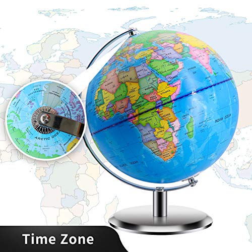 World Globe with Stand Adults - 9 Inch Diameter - Geographic Globes Discovery World Learning Toys Globe for Kids. - Thumbnail 5