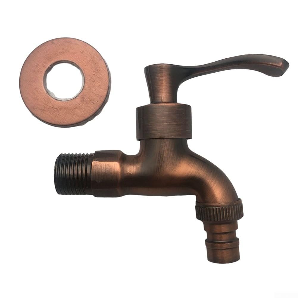 Vintage Garden Faucet Decorative Antique Brass Outdoor Faucet Zinc Alloy Washing Water Tap Single Level Wall Mounted Faucets for Garden Kitchen(red Bronze)