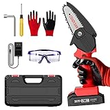 Confezione Squisita: Abbiamo preparato una cassetta degli attrezzi, 1* mini motosega, 1* batteria da 1500 mAh, 1* caricabatterie, 1* cacciavite, 1* chiave inglese, 1* guanti da lavoro, 1* specchio antiappannamento per te. Questa mini motosega è progettata per il disboscamento quotidiano, il taglio degli alberi e il giardinaggio.