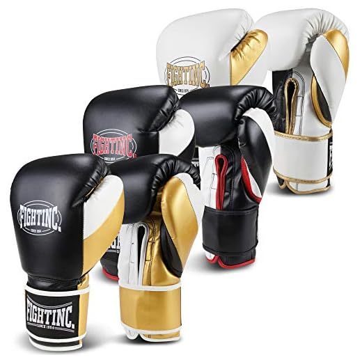 Fightinc. Boxhandschuhe Legacy - 8 10 12 14 16 Oz für Boxen Kickboxen Muay Thai MMA Kampfsport schwarz weiß rot Gold UVM (weiß/Gold (101), 14 Oz)