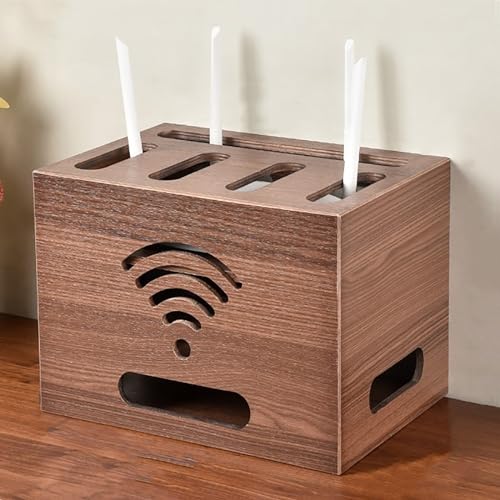 Boîte rangement WiFi en bois pour cacher les fils du bureau