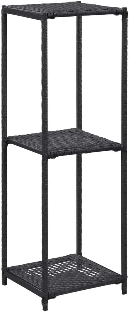 vidaXL Bookshelf, Storage Shelf Bookcase Plant Display, Display Shelf, Household Shelf Freestanding Shelf Unit, Modern, Black Poly Rattan