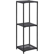 3 Tier Storage Shelf, Freestanding Shelving Unit, Poly Rattan Bookcase, Bookshelf, Plant Flower Stand, Storage Rack, for Home Office Restaurants, Black 11.8"x11.8"x35.4"