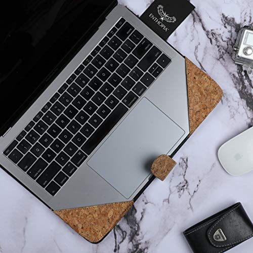 Image of ENTHOPIA 13 to 14 Inches Folio Laptop Case Cover Vegan Leather Compatible for MacBook, Lenovo, Hp, Dell &Other Notebooks - Plain Cork