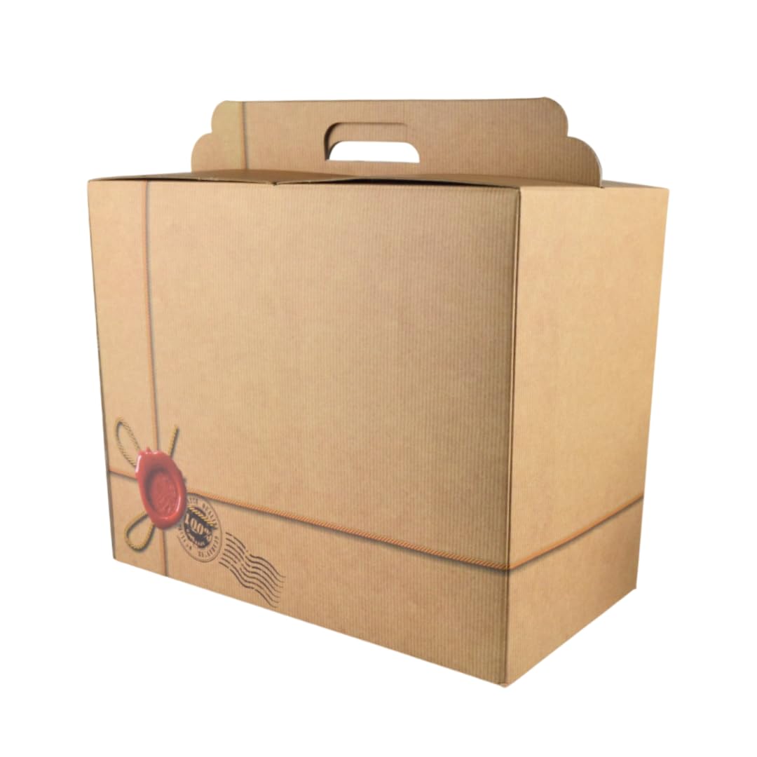 PZ 10 SCATOLE REGALO GRANDE VINI STAMPA NATALIZIA STILE CARTA PACCHI CERALACCA GRANDE 43,5 x 25,5 x 35 CM IDEALI PER PACCHI NATALE STRENNE REGALO