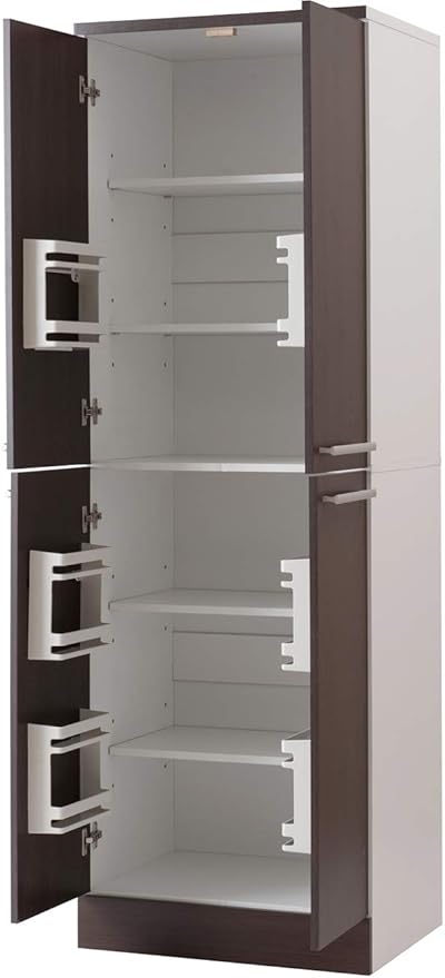Amazon Co Jp キッチンストッカー 幅60 高さ180 ダークブラウン ツートン キッチン収納 大容量 収納庫 食器棚 キッチンボード 北欧 カントリー 食器収納 おしゃれ ダークブラウン ドラッグストア