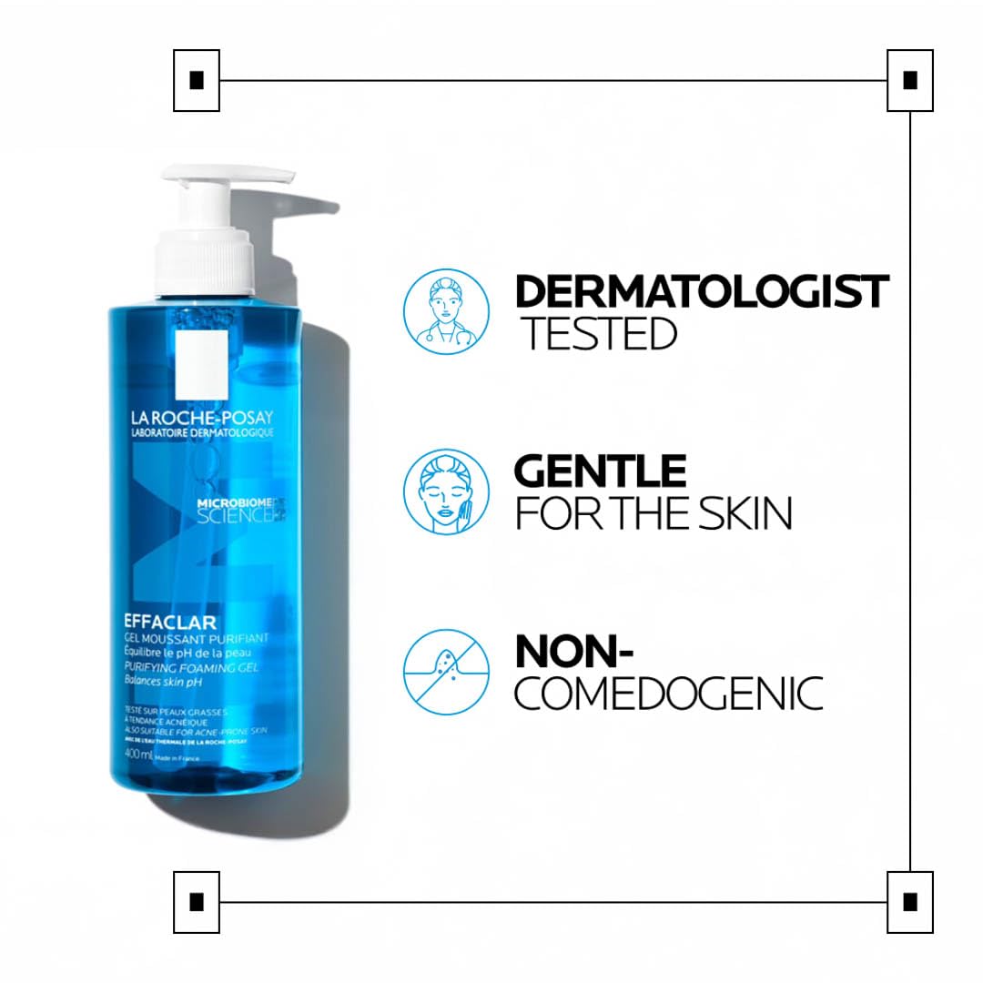 La Roche Posay Effaclar, Gel Detergente Schiumogeno, Per Pelli a Tendenza Acneica, Azione Purificante, Rimuove Sebo e Impurità + Routine Correlate a Questo Prodotto