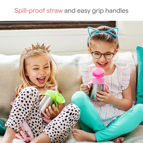 Image of Munchkin Cool Cat Sippy Cup with Straw for Toddlers, Stainless Steel Straw Cup, 8 Ounce, Purple